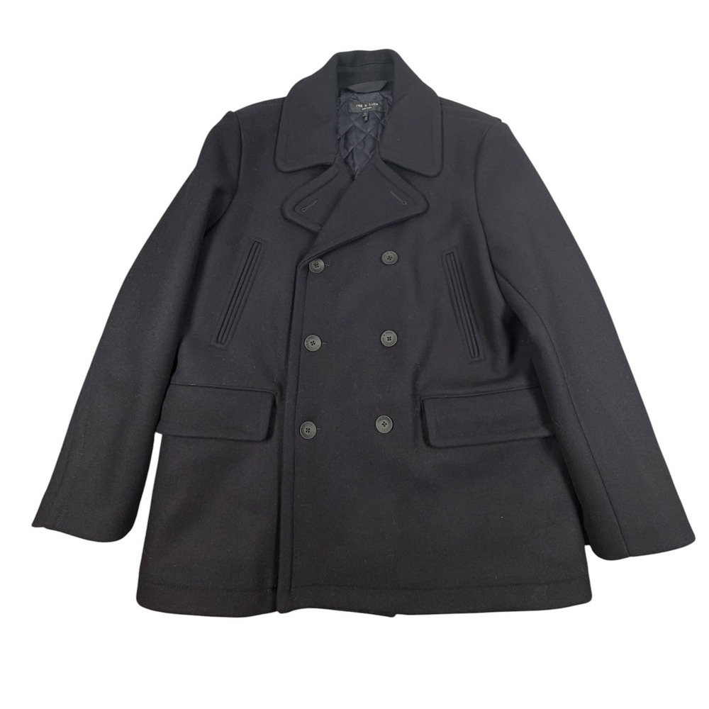 Rag & Bone Mens Pea Coat Wool Blend Double Breasted Navy Blue Medium